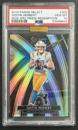 JUSTIN HERBERT PSA 10 2019 PANINI SELECT #303 2020 XRC SILVER PRIZM MBA GOLD RC