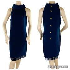 NWT $228 Sail to Sable Blue Dress STS Nautical Tuckernuck Cowl Neck Size 10