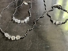 Jewlery set, French design necklace, 2 bracelets, Swarovski crystals, hematites