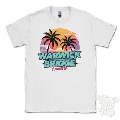 Warwick Bridge Cumbria T-SHIRT - Retro Miami Style lustig UK Sommer Parodie
