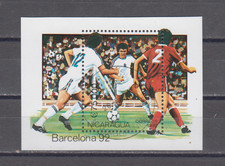 NICARAGUA :  1990 -   SOUVENIR SHEET - SCOTT # ?  OLYMPICS 1992 / SOCCER