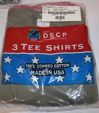 DSCP Military 3-Pack T-Shirts XS Foliage Green 100% Cotton Made in USA NIP