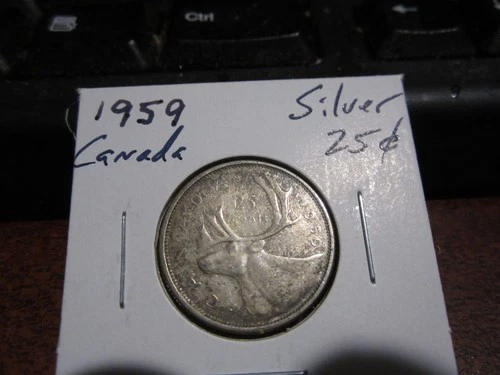 Canada 1959 - 25 Cent Quarter Canadian Coin - 80% Silver
