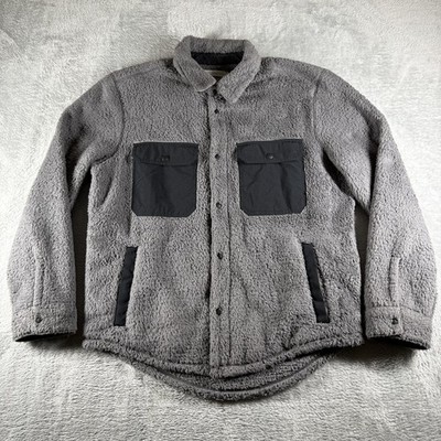 Outerknown Jacket Mens Large Gray Sherpa Fleece Shacket Snap Outdoor Coat Winter