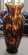 Vetro Arte Italiana Murano Vetri Artistici Conchiglia Tartaruga Grande Vaso Vetro 13" Usato in Ottime Condizioni