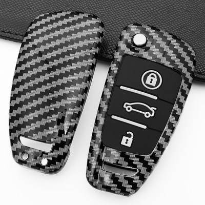 Carbon Fiber Filp Key Case Fob Cove For Audi A1 A3 S3 Q3 Q7 TT Accessories