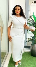 Women Elegant White Beaded Evening Dress Size 48 & 50 - £100 Each