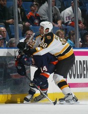 Dave Scatchard Boston Bruins hits defenseman Chris Campoli N- Ice Hockey Photo
