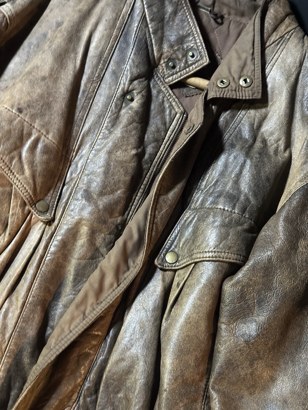 Vintage Chia Brown Leather Basic Jacket Size 38 - image 3