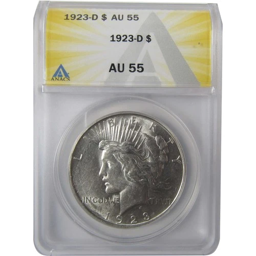 1923 D Peace Silver Dollar AU 55 ANACS $1 Coin SKU:I25026
