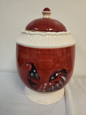 Vintage Young's ''Heartfelt Kitchen Creations'' Rooster / Chicken Canister  10''
