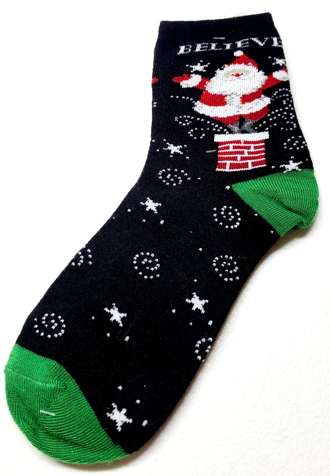 Calcetines City Streets Holiday longitud pantorrilla negro/rojo Papá Noel para mujer talla 4-10 Foto 3 de 4