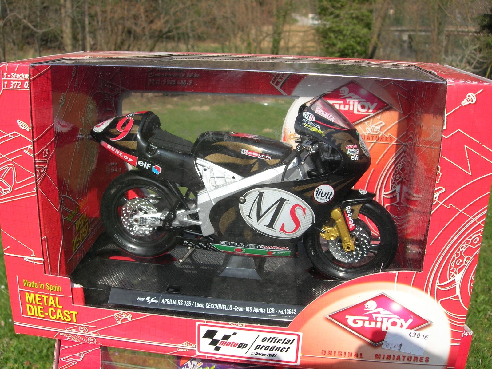 Miniature Aprilia RS 125 N°9 Team LCR Souvenir Grand Prix 1/10