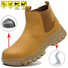 Waterproof Men's Safety Work Boots Steel Toe Shoes Anti Impact Outdoor Work Shoe
