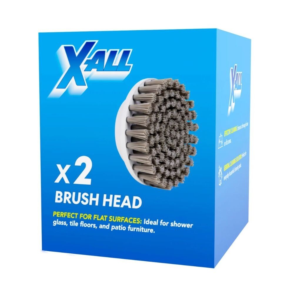 X-ALL 2 Brush Head Attachments for X-All Power Scrubber, Ideal for Flat Surface