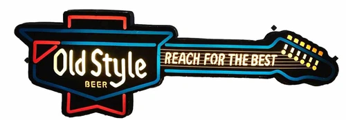 Vtg 1989 Heileman Old Style Guitar Beer Lighted Sign 15x44 No Bulb Tested Works