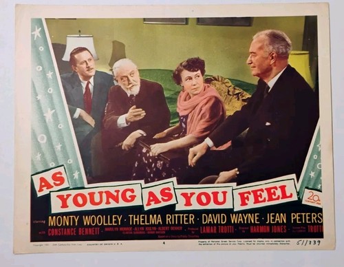 Lobby Card 1951 AS YOUNG AS YOU FEEL Monty Woolley Thelma Ritter David Wayne