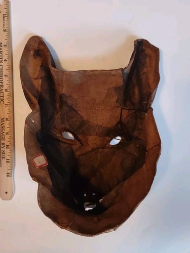 Antique Halloween Paper Mache Wolf Mask Extremely Rare A Must For Collectors - Picture 4 of 5