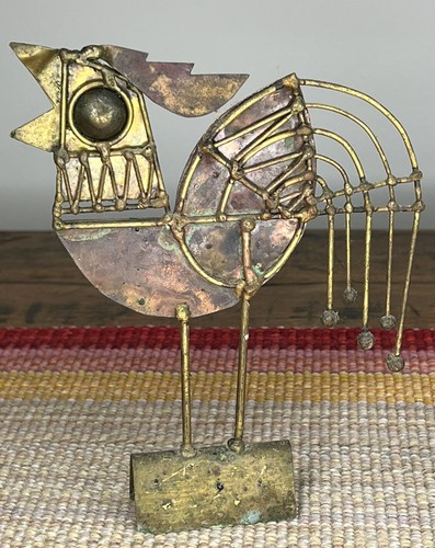 Jarc Brutalist Surrealist Brass Sculpture Rooster France French 1970's Art Piece - Picture 1 of 5