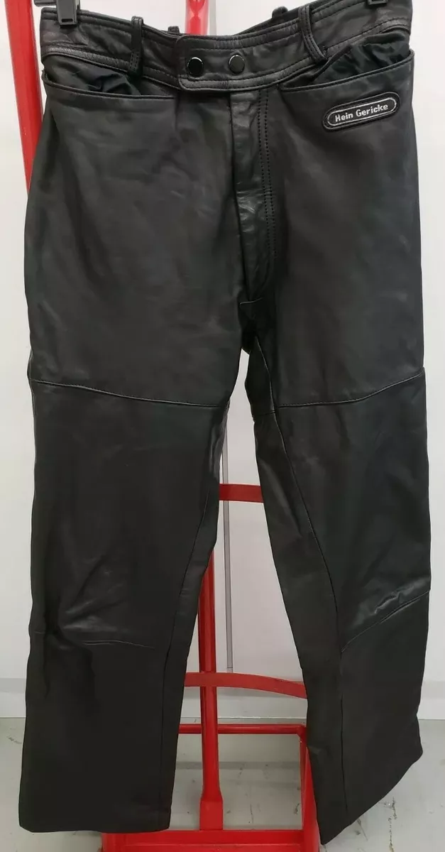 Hein Gericke Mens Leather Motorcycle Pants Black
