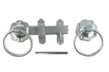 Ring Gate Latch Catch Set 6" / 150mm Twisted Plain Handle Black Galvanised