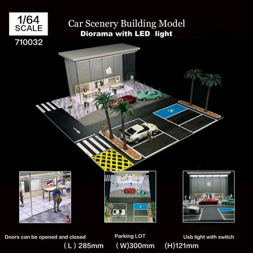 1:64 Diorama Car Garage Model LED Lighting Car Parking Lot Scene Display Model - Picture 2 of 43