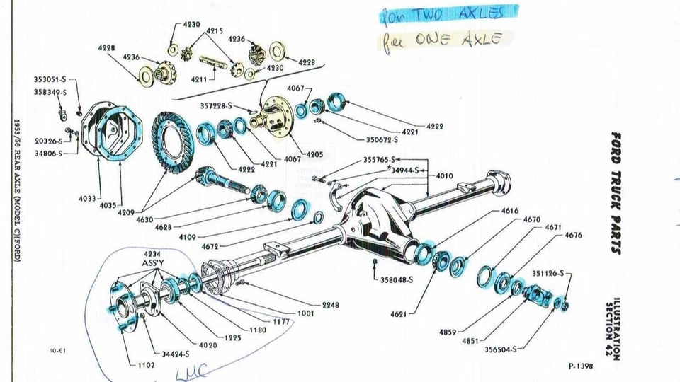 COMPLETE REAR AXLE OVERHAUL KIT FITS 49-71 Ford & willys jeep DANA 44 49-53 CJ + - Image 2 of 4