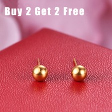 9ct Solid Gold Pair Ball Round Ear Studs Earrings Piercing Unisex 2/3/4/5/6mm