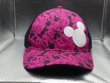 Mickey Mouse Disney Parks 54-58 CM V-Strap Back Pink Black White Youth Hat Cap