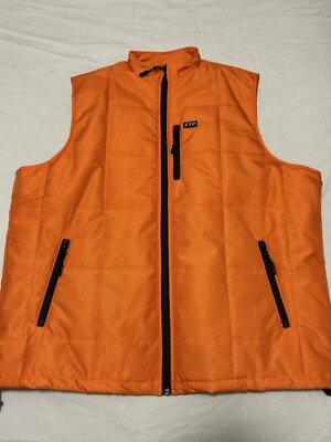 TFWベストZIPオレンジ FTP Orange Construction Streetwear Vest Size Large Zipper Logo