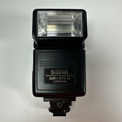 SUNPAK Auto 433D Black Thyristor Flash Dedicated For Canon Cameras Untested