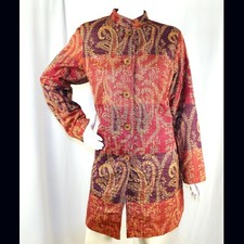 COLDWATER CREEK Pink Orange Purple Gold Paisley Women Dress Jacket Coat Size L