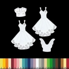 4 Découpes en papier _ 2 ROBE + 2 BRASSIERE _ Die cut scrapbooking carterie embe
