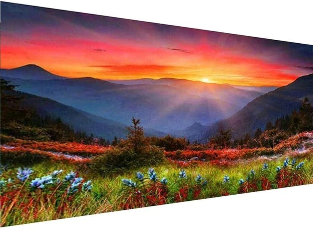 5D Diamond Art Painting Sunset , Large Size Mountain Diamond