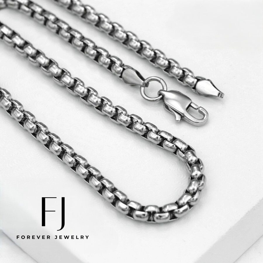 1/2/3/5/7MM Silver Stainless Steel Mens Womens Jewelry Box Chain Necklace 16-40