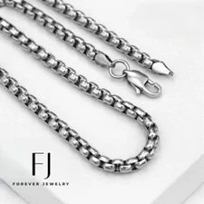 Men's Silver Stainless Steel 24"x 3mm Box Chain Mini Necklace*Unisex + BOX