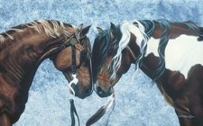 Ceramic Tile Mural Kitchen Backsplash - Warriors Truce-Horse Equine Animal Art