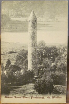 Irish Postcard ANCIENT ROUND TOWER Glendalough Co WICKLOW Ireland Lawrence Matte