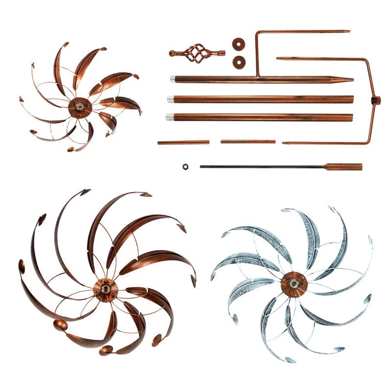 Windrad mit 3 gegenläufigen Rotoren, bronze, Gartendeko, 221 cm hoch - Bild 4 von 4