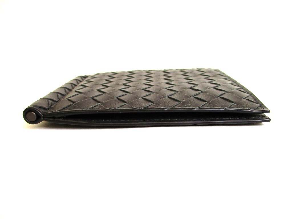 Auth BOTTEGA VENETA Intrecciato Dark Gray Leather Bifold