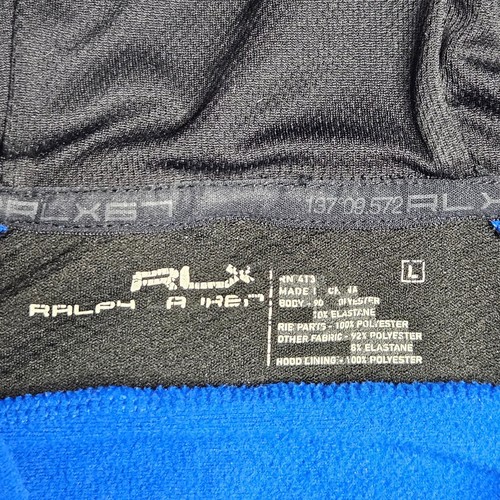 RLX Ralph Lauren Hoodie Mens Large Blue 1/4 Zip Sweatshirt Hand Pockets Golf - Picture 3 of 9