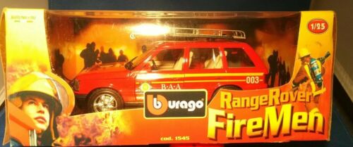 Burago Range Rover Fire Man Airport Fire Service 1/25 New - Picture 2 of 11