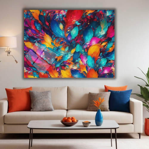 Abstract Tempered Glass Wall Art – Modern Vibrant Colorful Design for Home Decor - Picture 9 of 21