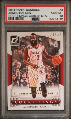2014-15 Panini Donruss Court Kings  Career Stat /187 James Harden #3 PSA 10