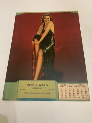 1941 Fred Ward Lumberman MarshalItown Iowa Calendar Devorss Pin Up The Princess