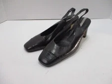 Easy Spirit Heels Shoes Womens 6.5B Black Slingback Closed Toe Leather 3"