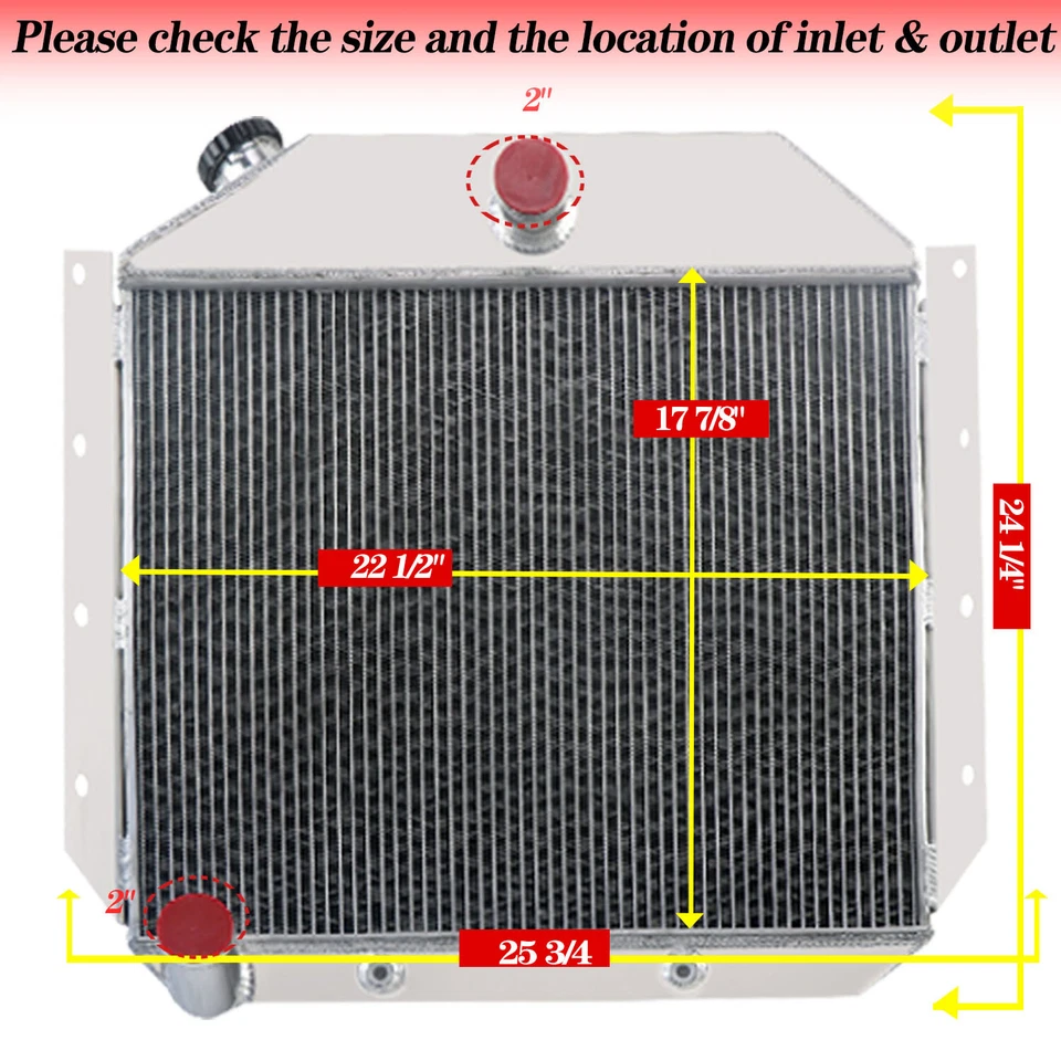 FOR 51-57 INTERNATIONAL HARVESTER L/R/S SERIES TRUCK 4ROW RADIATOR w/FAN SHROUD Foto 3 de 4
