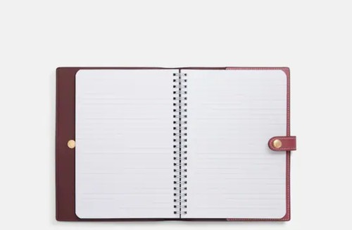 🩷 NOTEBOOK WITH COACH MONOGRAM PRINT IN COLORS GOLD/ROUGE, BLANK LINED, NEW! - Picture 2 of 3