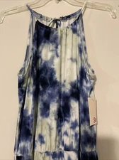SO Womens Small Sleeveless Blue Tie Dye Long Maxi Dress NWT! A3022