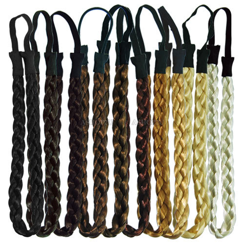 New Synthetic Hair Plaited Plait Elastic Headband Hairband